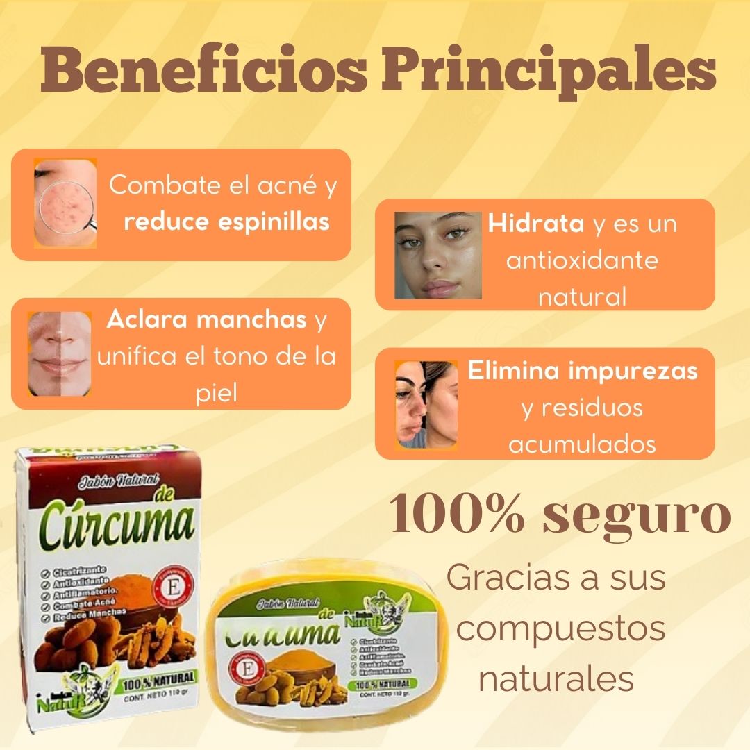 3 JABON DE CURCUMA - “Tu secreto natural para una piel limpia, radiante y sin manchas.”